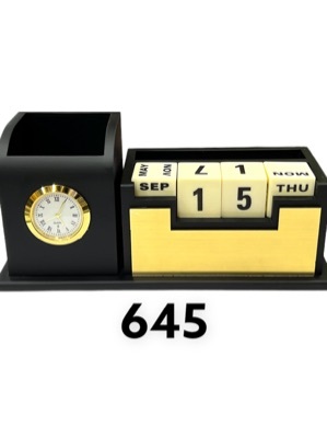 Wooden Pen Stand With Calendar - Color: Black