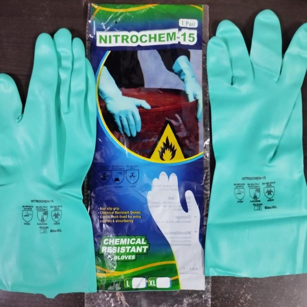 Nitrochem-15 Nitrile Hand Gloves - Color: Green