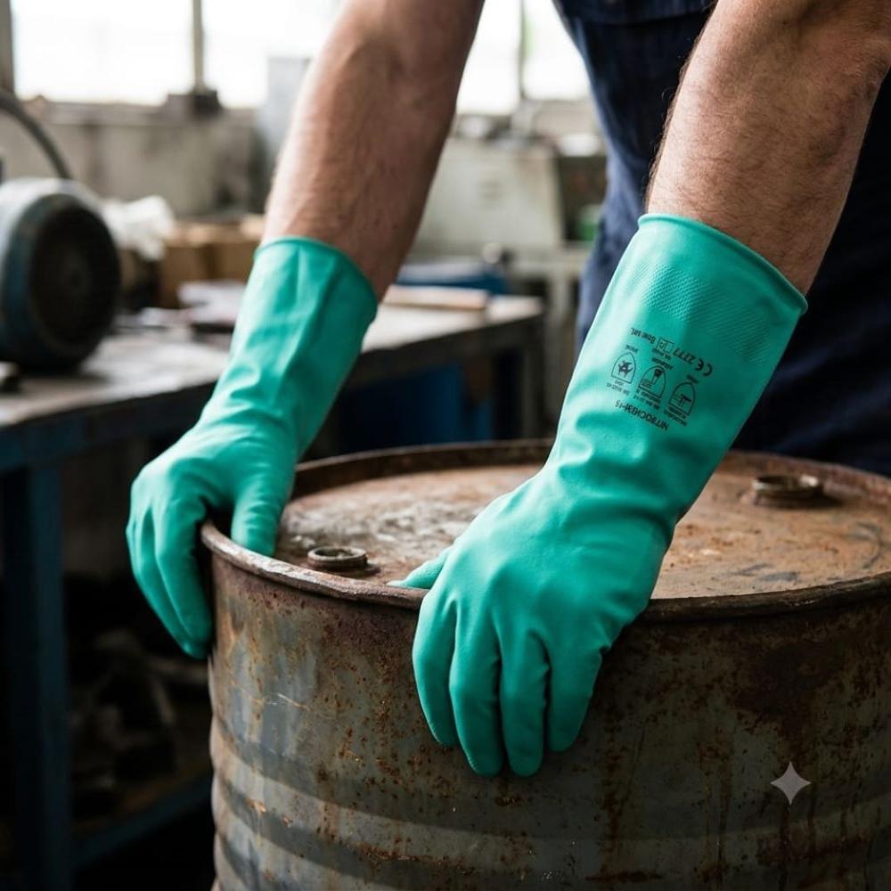 Nitrochem-15 Nitrile Hand Gloves - Color: Green