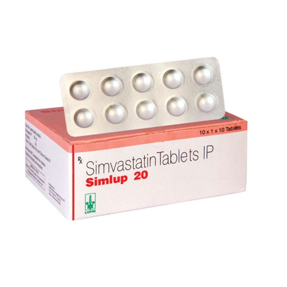 Simlup 20mg Tablet - Ingredients: Simvastatin (20mg)