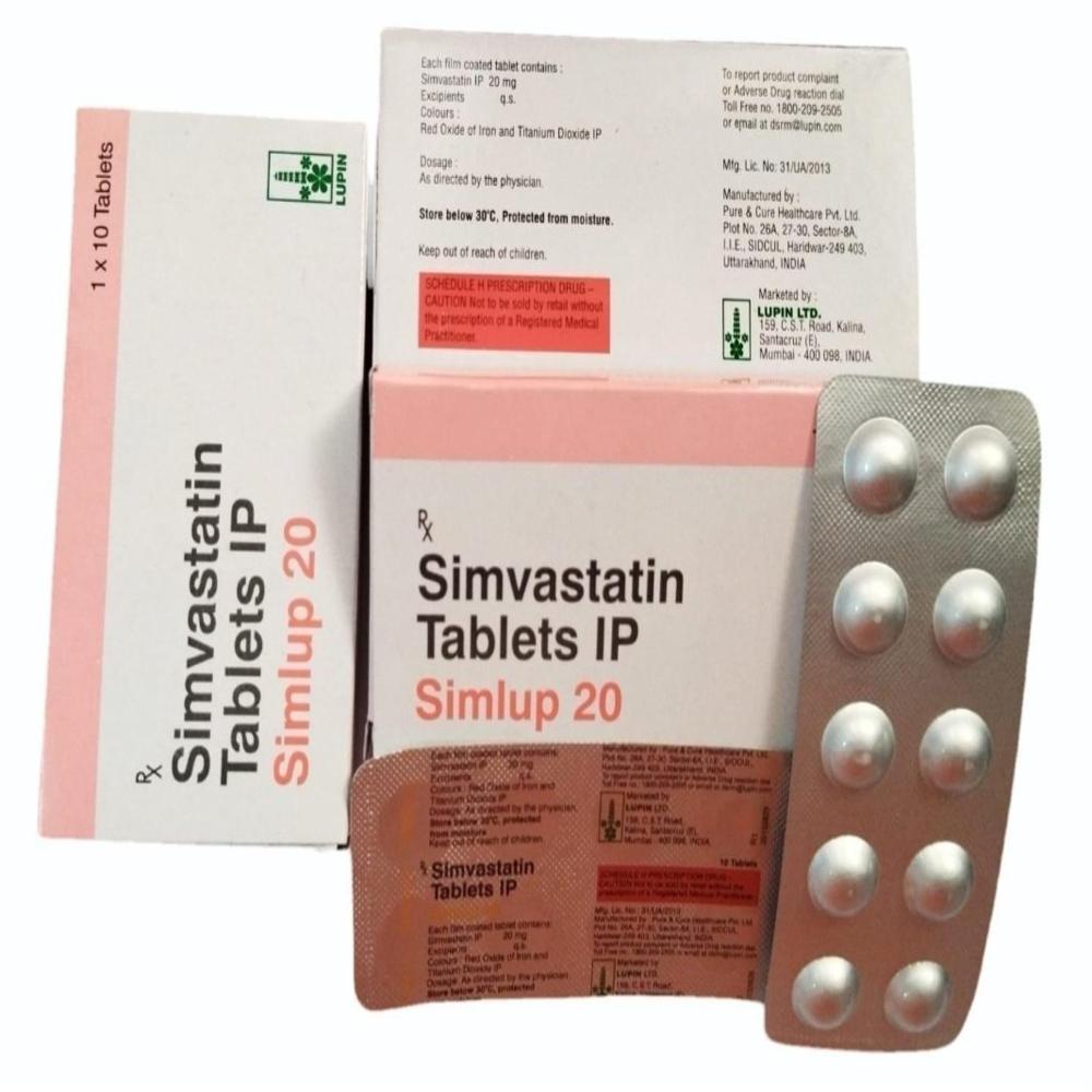 Simlup 20mg Tablet - Ingredients: Simvastatin (20mg)