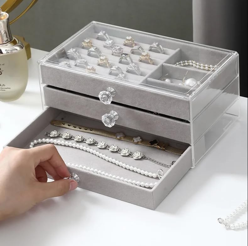 3 LAYER ACRYLIC JEWELRY STORAGE BOX