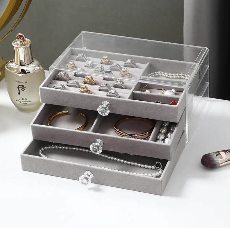 3 LAYER ACRYLIC JEWELRY STORAGE BOX