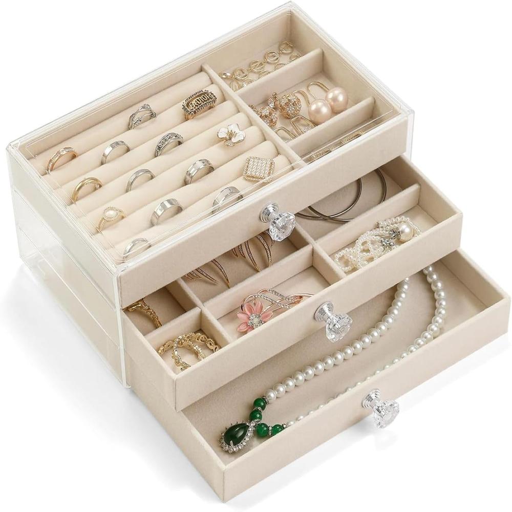 3 LAYER ACRYLIC JEWELRY STORAGE BOX