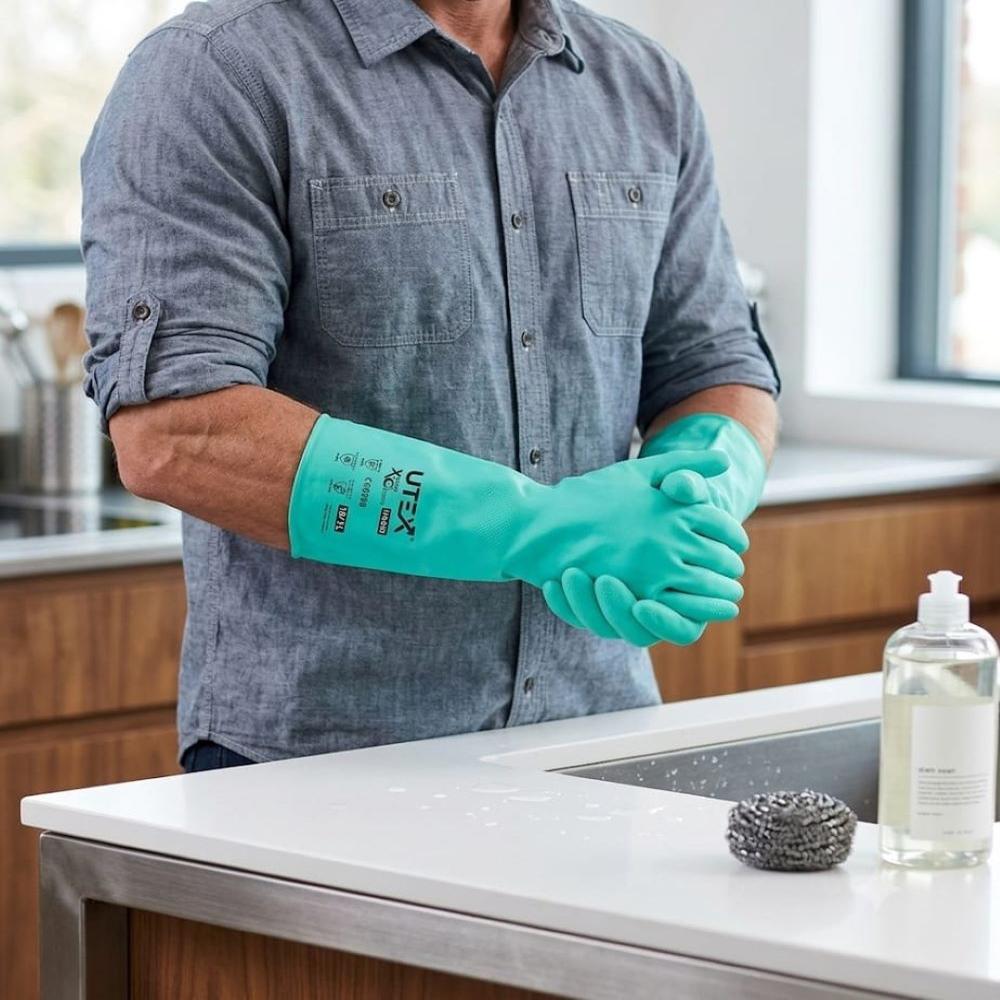 Nitrile Rubber Green Hand Gloves 18