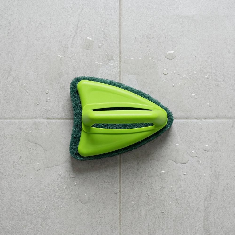 Bathroom Brush with abrasive scrubber for superior tile cleaning