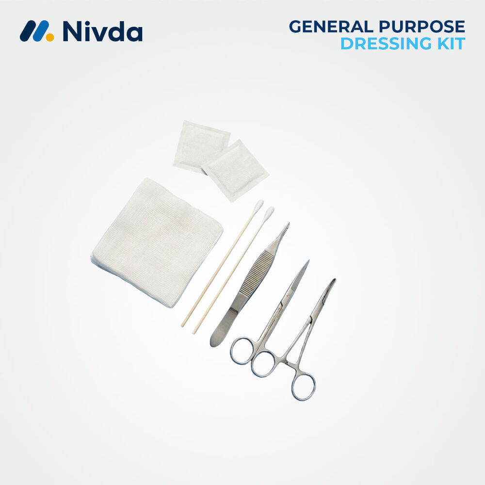 General Purpose Dressing Set - Stainless Steel Instruments, Sterile Disposable, Latex-free, Eto Sterilized, Individually Packed