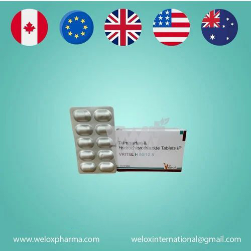 Vritel Telmisartan (80mg) + Hydrochlorothiazide (12.5mg) Tablet - White to Off-White Oral Tablets Blister Strip | Antihypertensive Rx-Only WHO GMP Certified