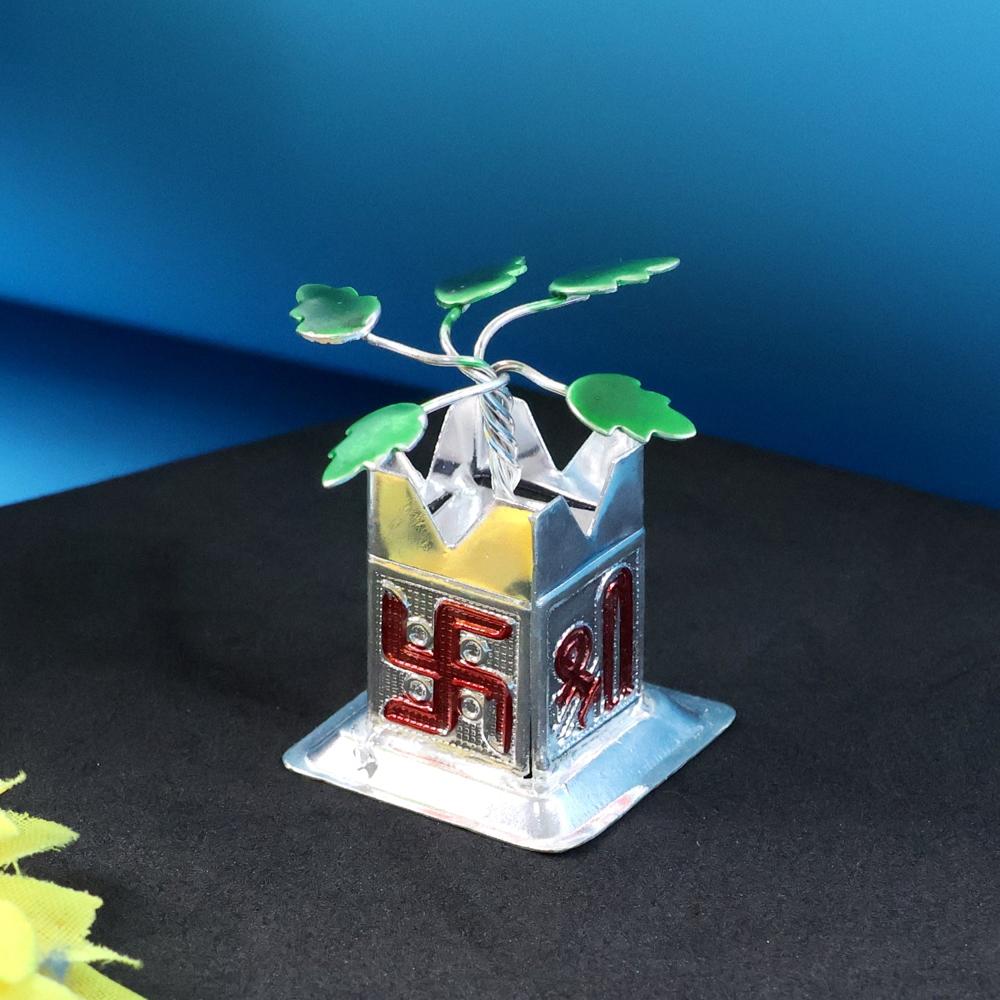 Tulsi Plant Miniature Idol With Mandir Kalash Base - (1 Pc) - Application: As Per Product Requirement