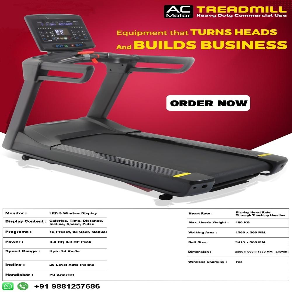 Motorized Treadmill - 5 Hp / 10 Hp, Speed 1.0 - 25.0 Km/h, Incline 0 - 20%, Running Area 1600x600 Mm , Bluetooth Connectivity, Automatic Operation, 200 Kg Weight Capacity