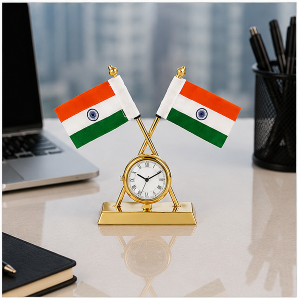 Executive Office Clock Table Flag Stand