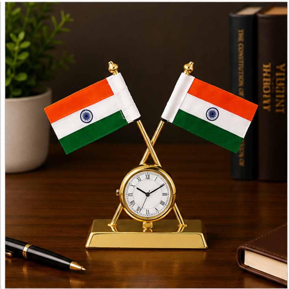 Executive Office Clock Table Flag Stand