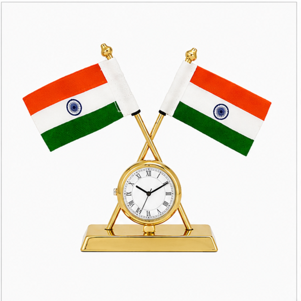 Executive Office Clock Table Flag Stand