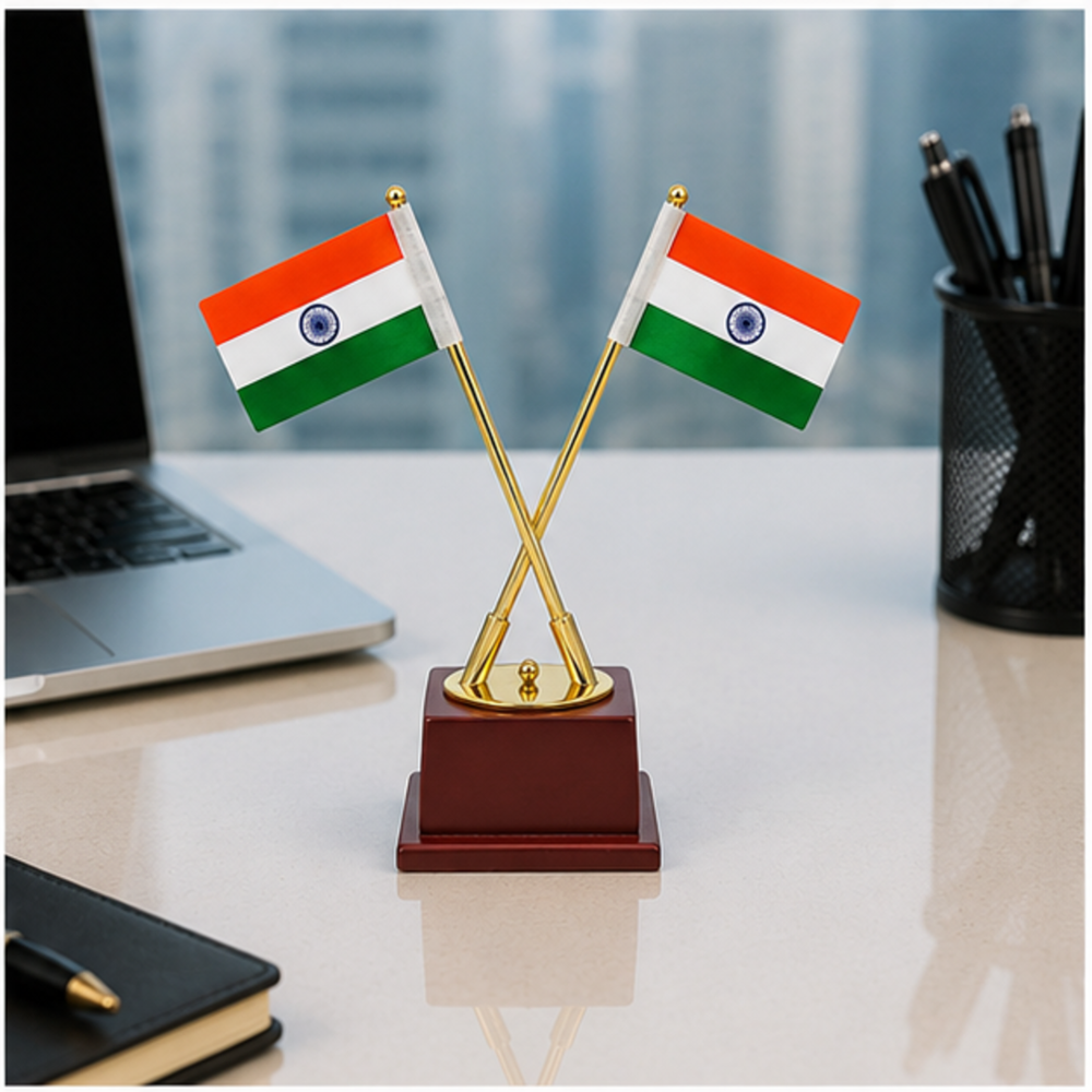 Wooden Base Executive Table Flag Stand