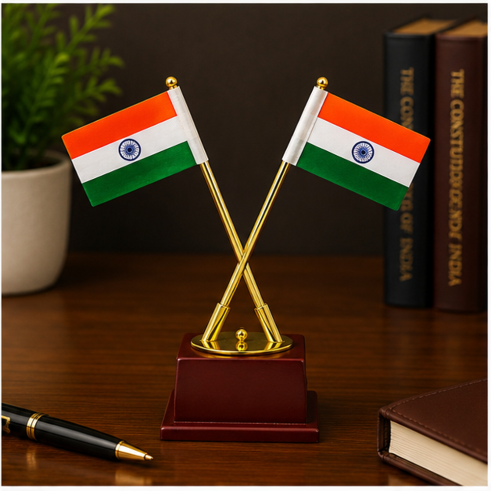 Wooden Base Executive Table Flag Stand