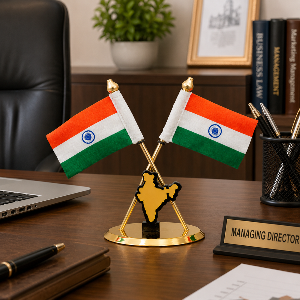 India Map Office Table Flag Stand - Color: Customize