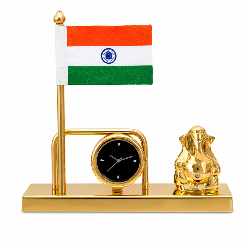 Ganesh Clock Table Flag Stand - Color: Customize