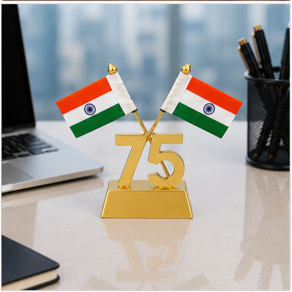 75 Years Independence Day Table Flag Stand