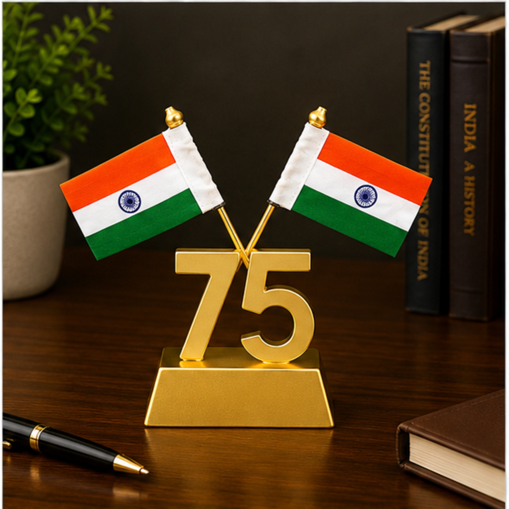 75 Years Independence Day Table Flag Stand