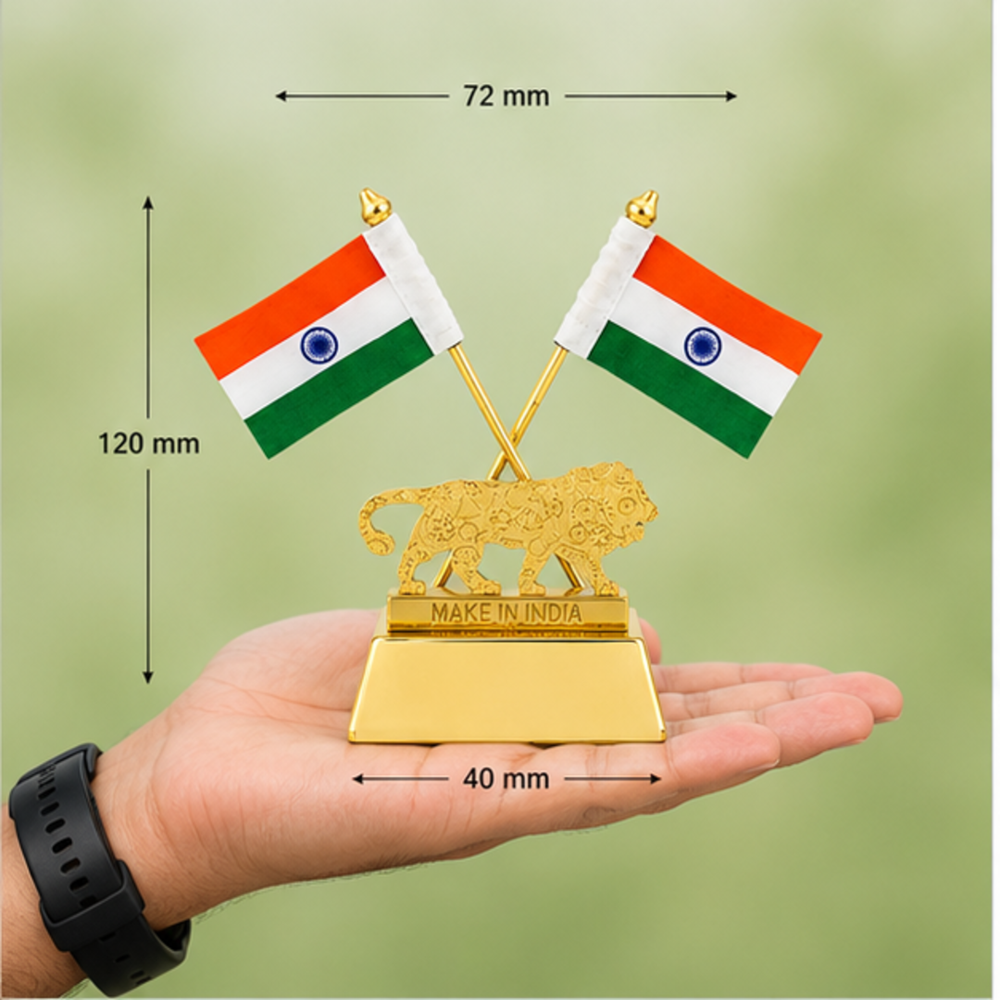 Make in India Lion Table Flag Stand