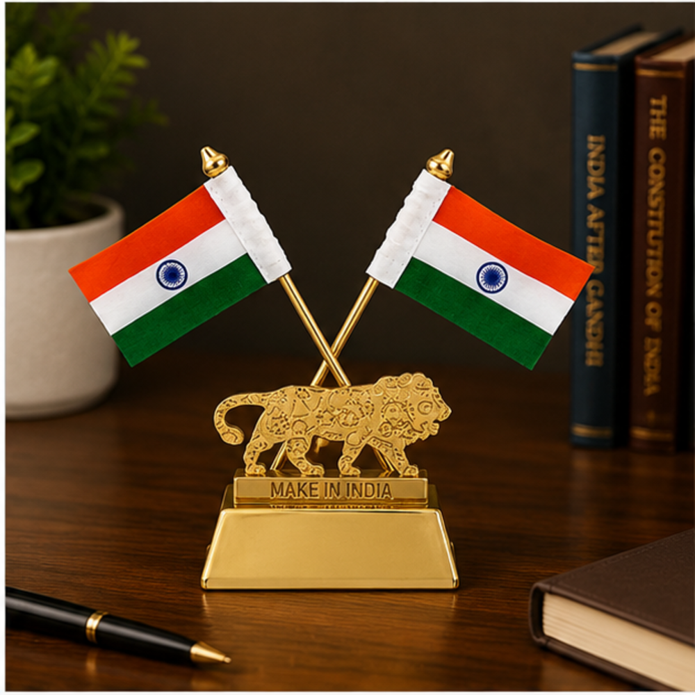 Make in India Lion Table Flag Stand