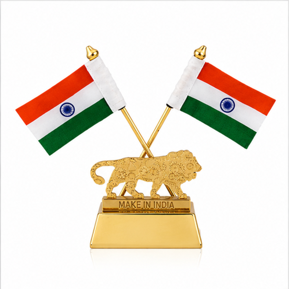 Make in India Lion Table Flag Stand