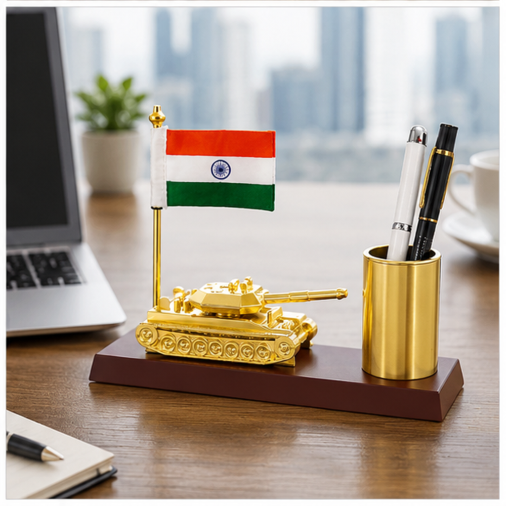 Army Tank Table Flag Stand - Color: Customize