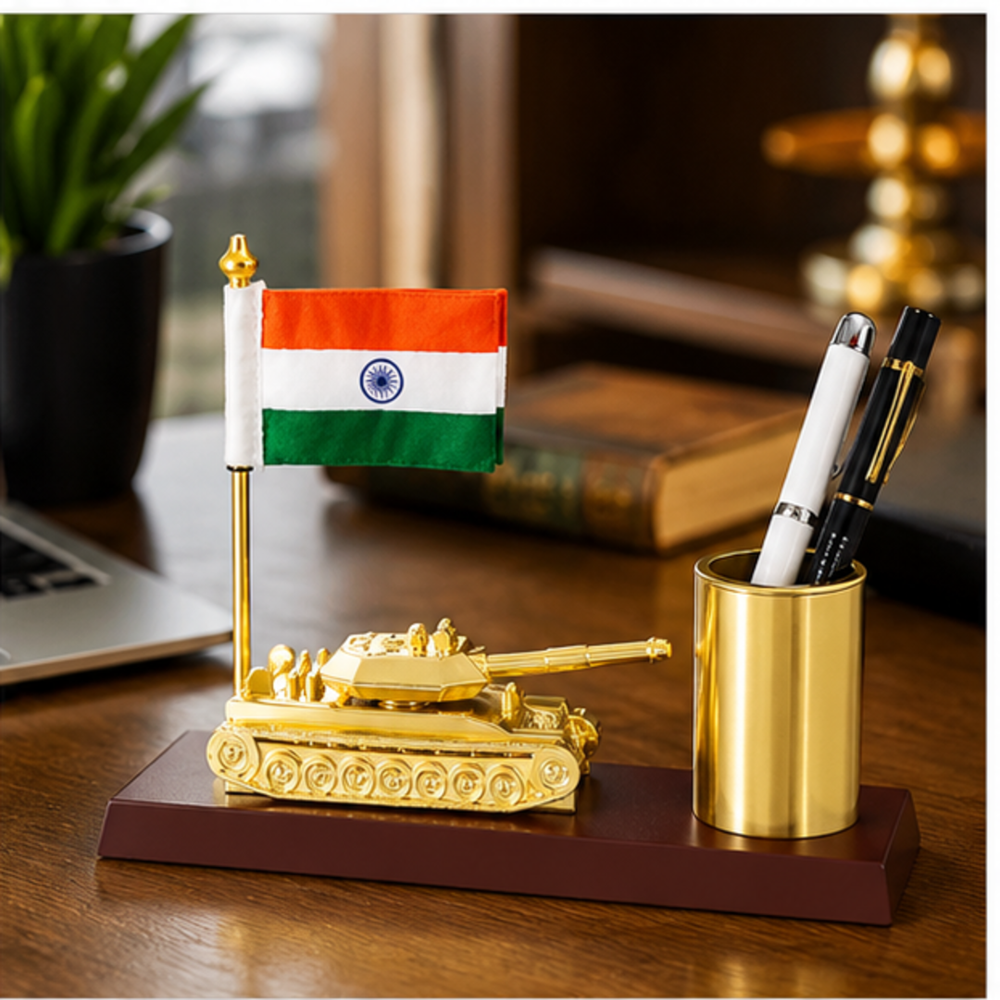Army Tank Table Flag Stand - Color: Customize