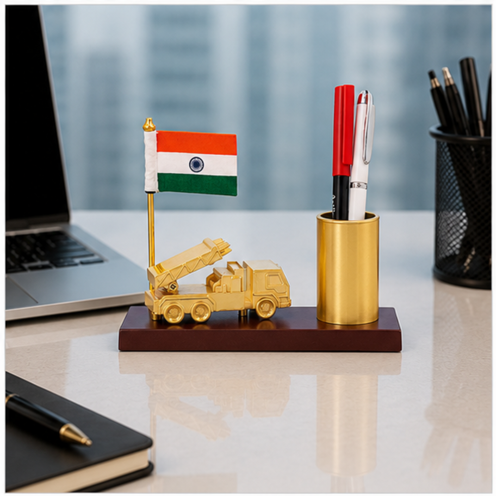 Army Truck Pen Holder Table Flag Stand