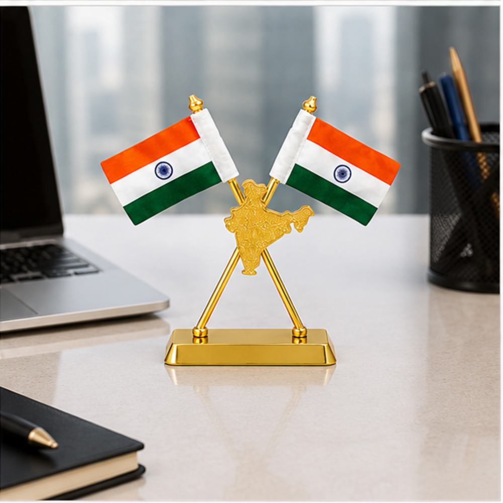 India Map Premium Table Flag Stand - Color: Customize