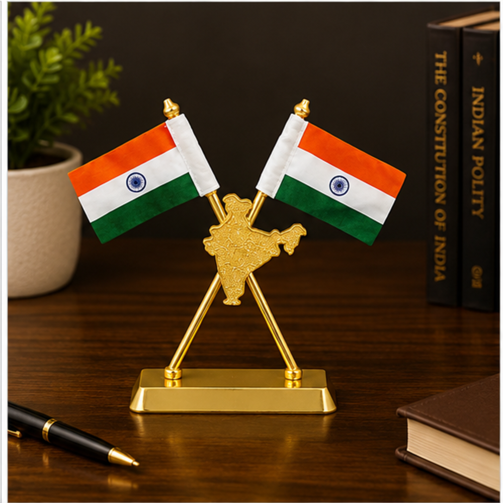 India Map Premium Table Flag Stand - Color: Customize