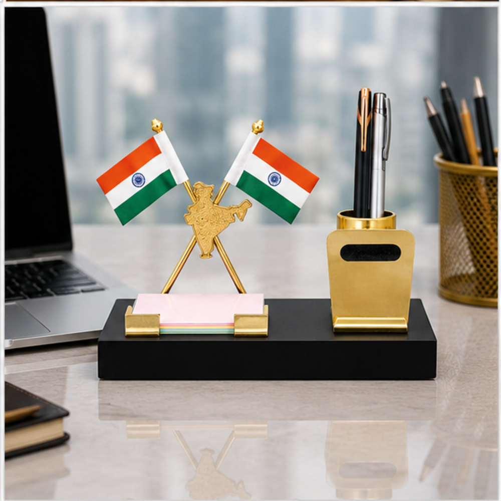 Executive Office Desk Organizer with Table Flag Stand