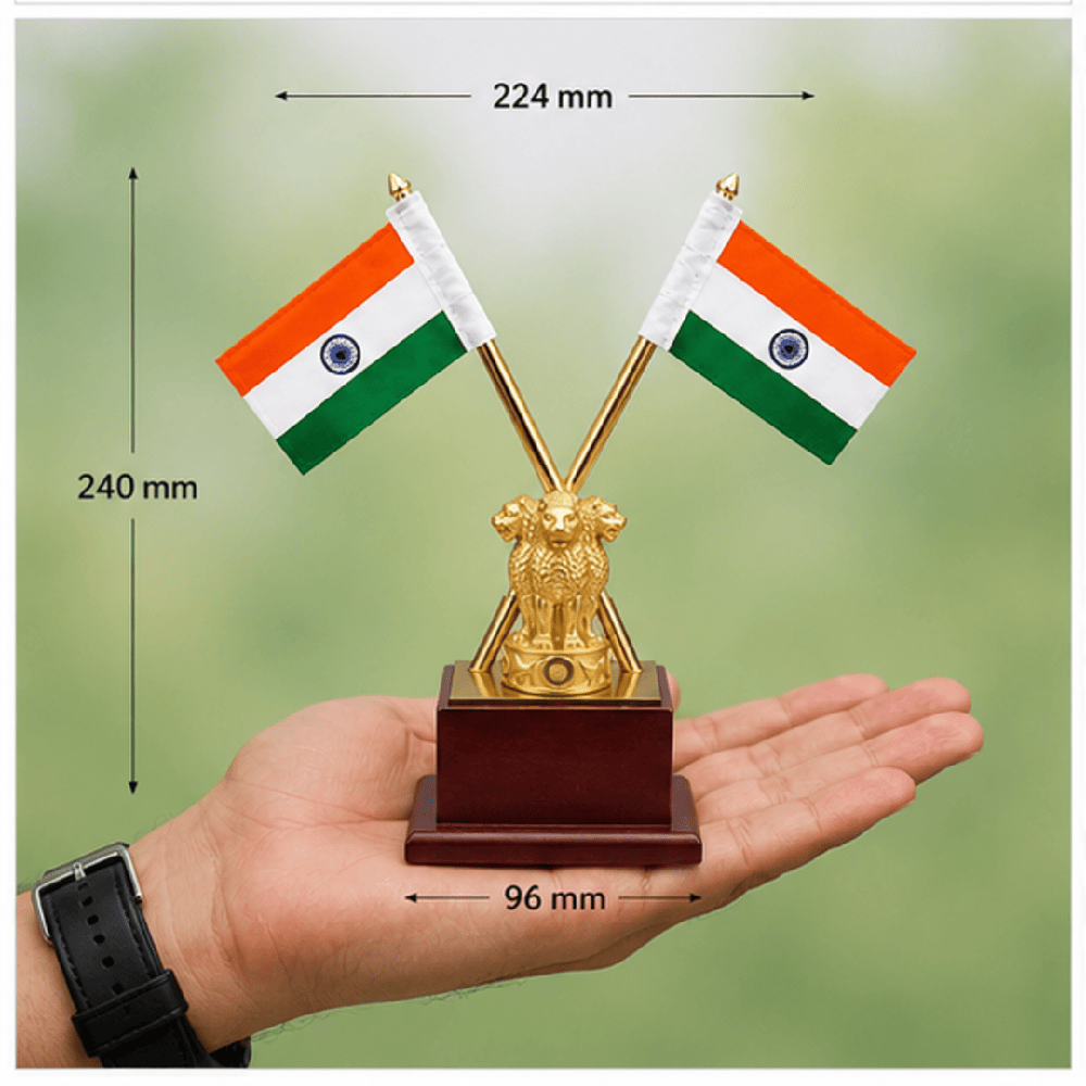Lion Emblem Premium Table Flag Stand