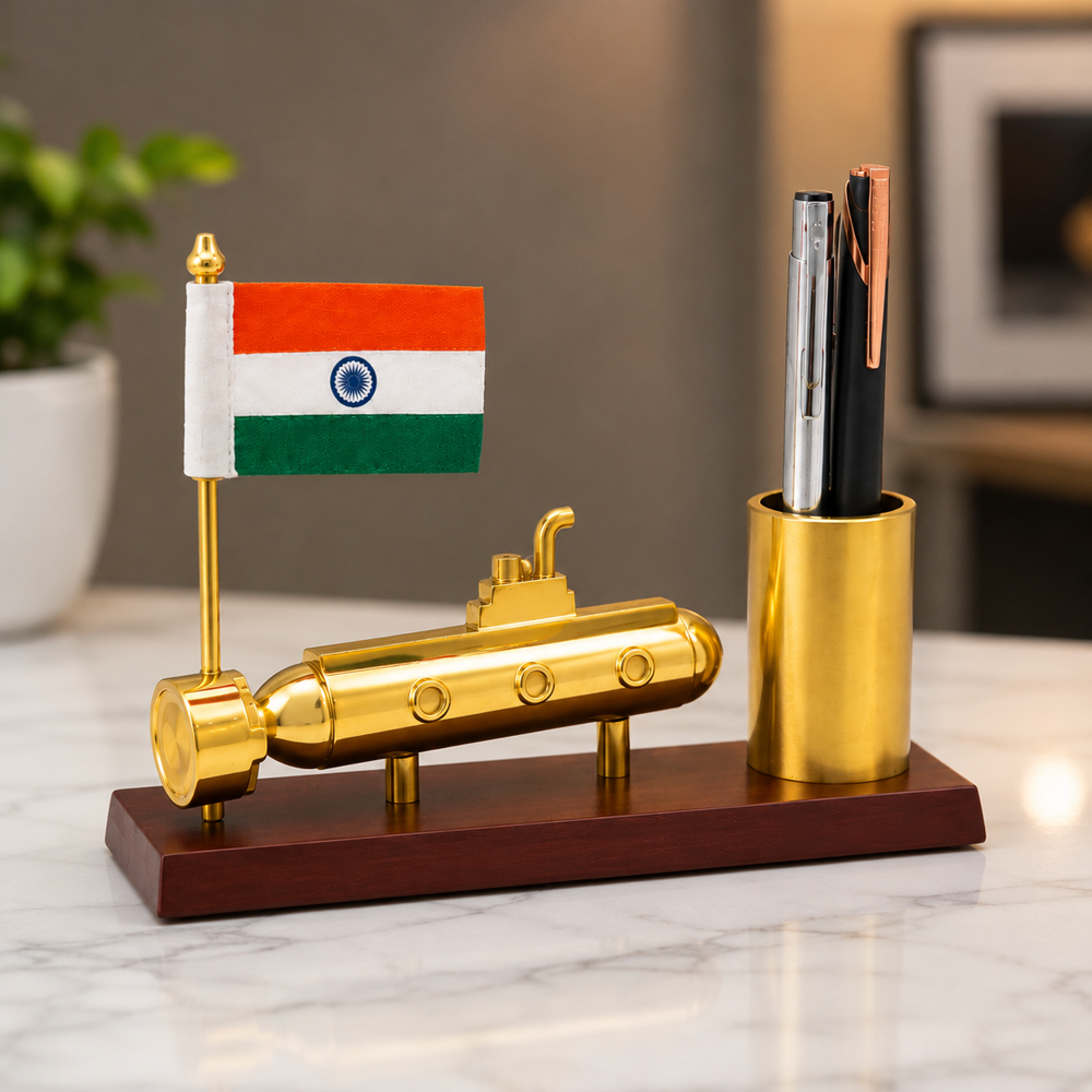 Submarine Pen Holder Table Flag Stand
