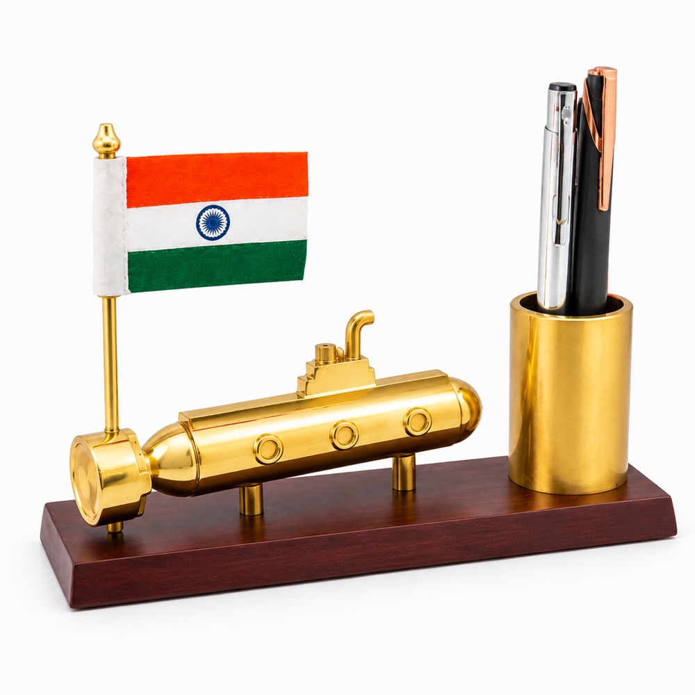 Submarine Pen Holder Table Flag Stand