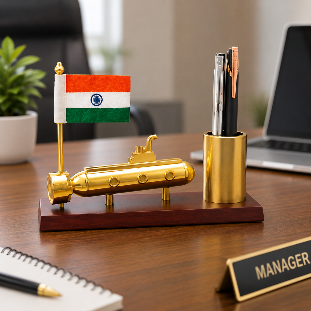 Submarine Pen Holder Table Flag Stand