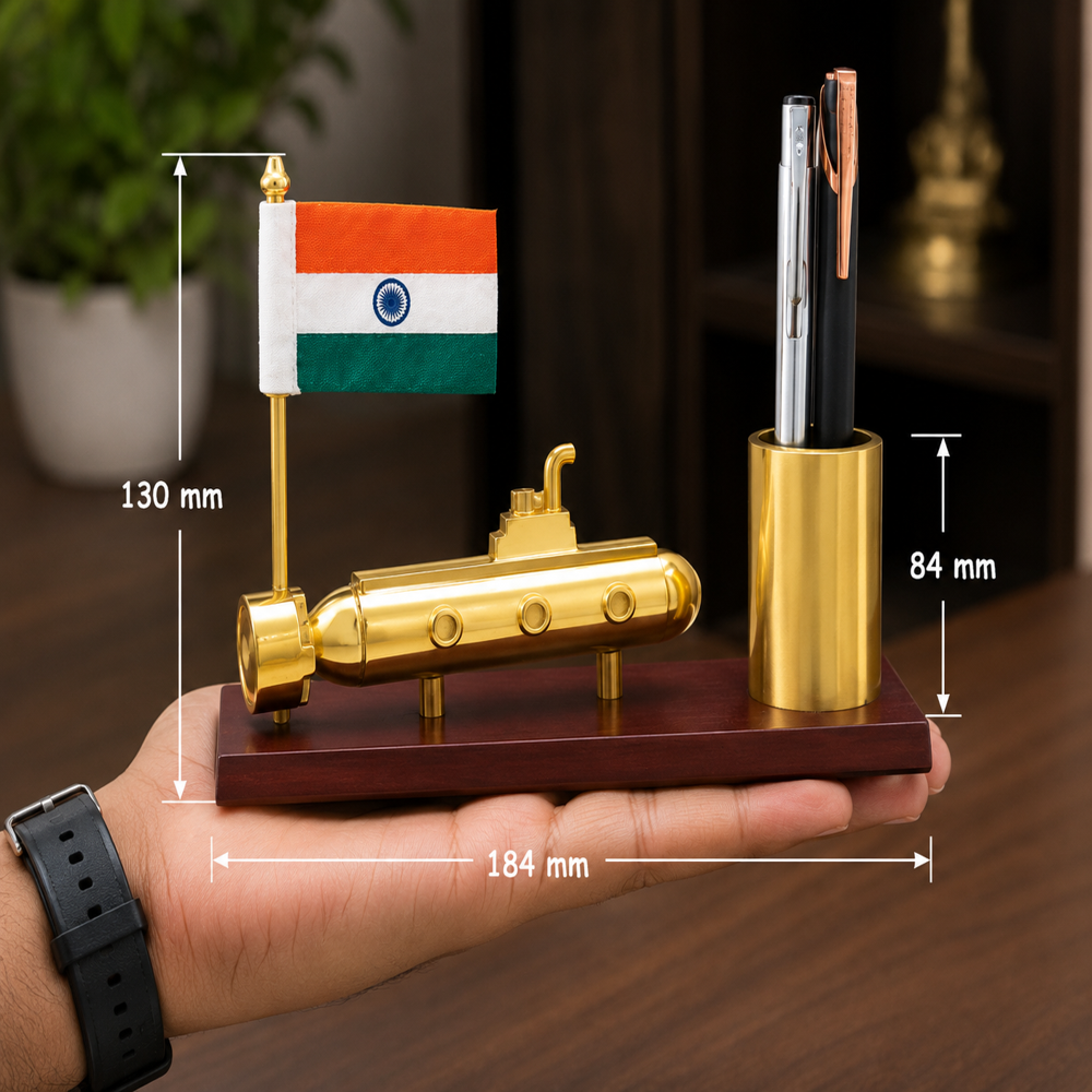 Submarine Pen Holder Table Flag Stand