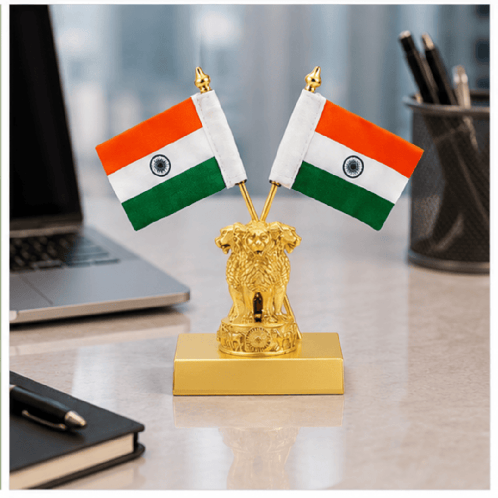 Ashoka Lion Executive Table Flag Stand