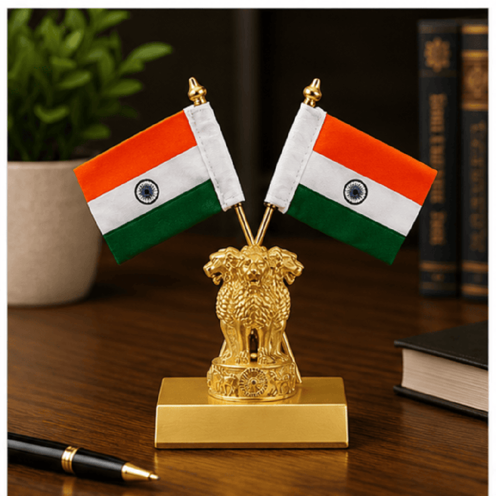 Ashoka Lion Executive Table Flag Stand