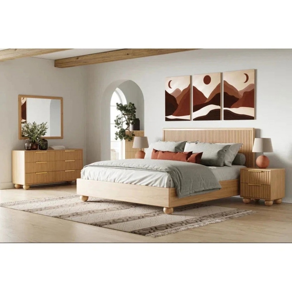 King Size Double Bed With Chest Dresser and Bed Side Table