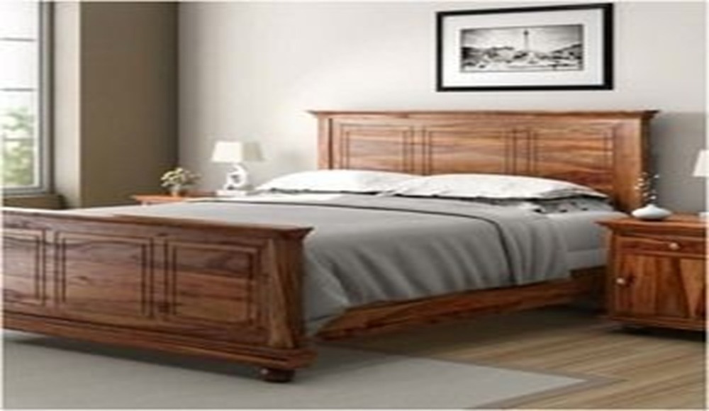 Sheesham Wood King Size Bed With Bedside Table
