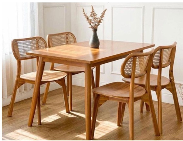 4 Seater Rectangle Dining Table with Chair Set