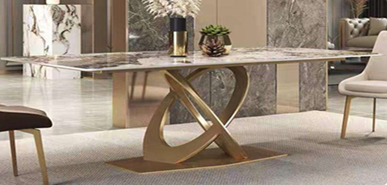 Rectangle White Marble Dining Table Set