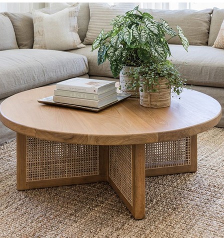 Round Cane Wooden Center Table
