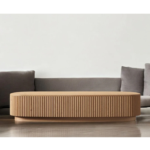 Stria Oval Low Wooden Center Table