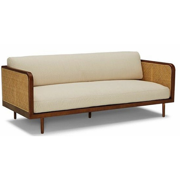3 Seater Cane Walnut Finish Sofa