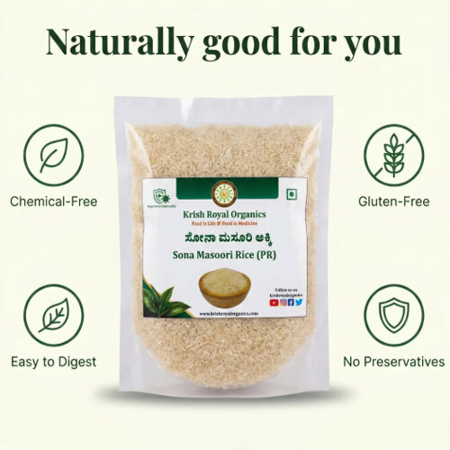 Sona Masuri Rice (Polished) - Chemical Free Everyday Rice (1kg)