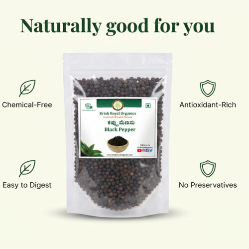 Black Pepper (Kali Mirch) - Whole Chemical-Free Peppercorns (100g)