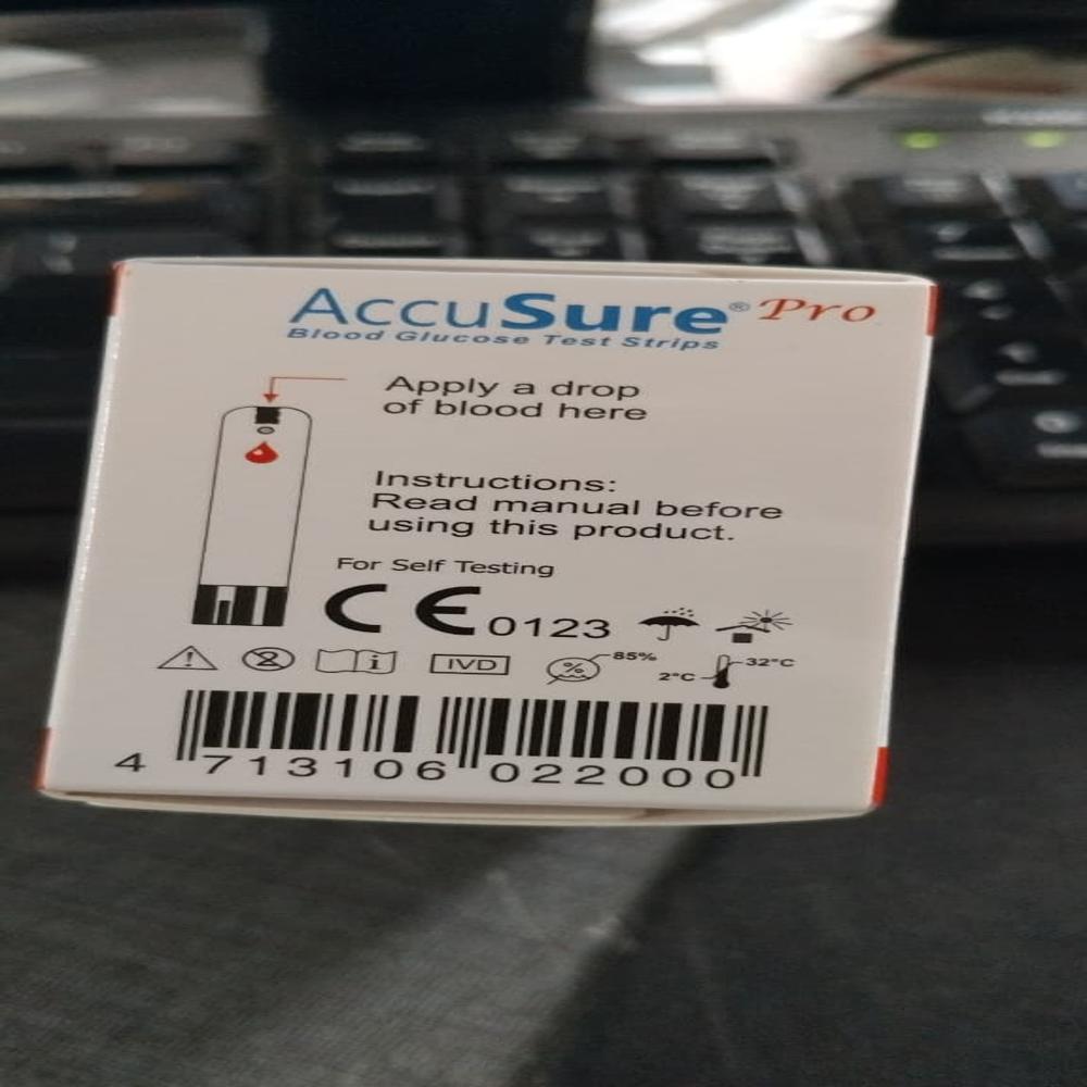 Accusure Pro Glucometer Strips - Color: White With Printed Label