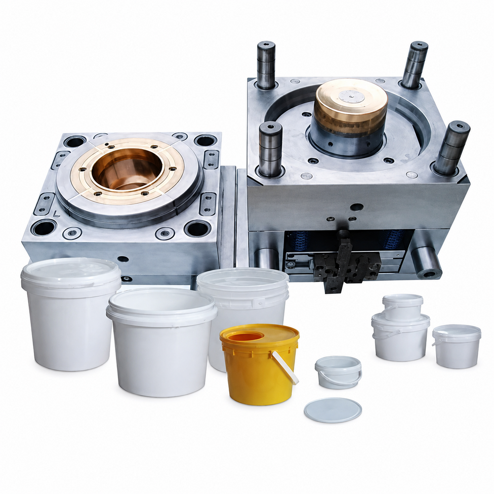 Plastic Bucket Mould - High-quality Steel, Sleek Silver Finish | Die Casting Shaping Mode, Warranty Included